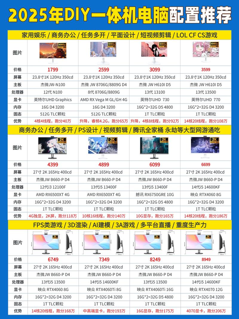 组装电脑配置清单及价