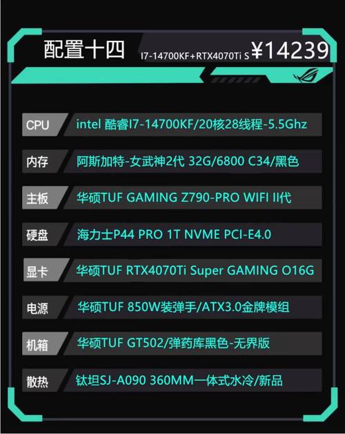 华硕四核电脑配置单