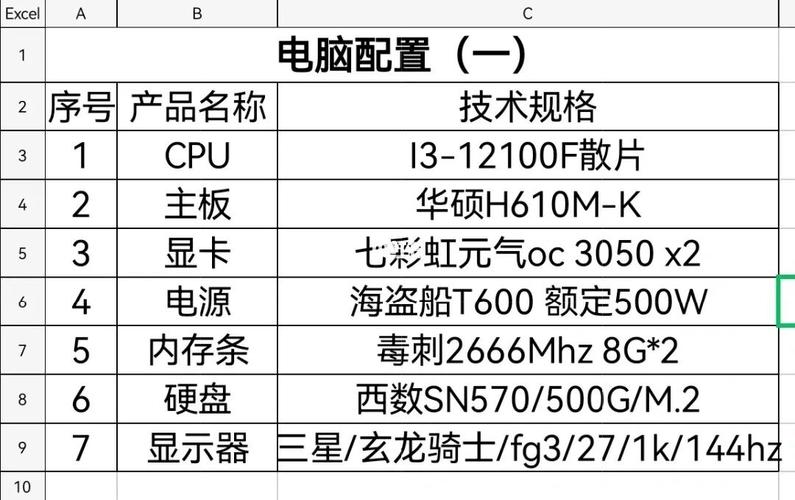 动画系电脑配置单子