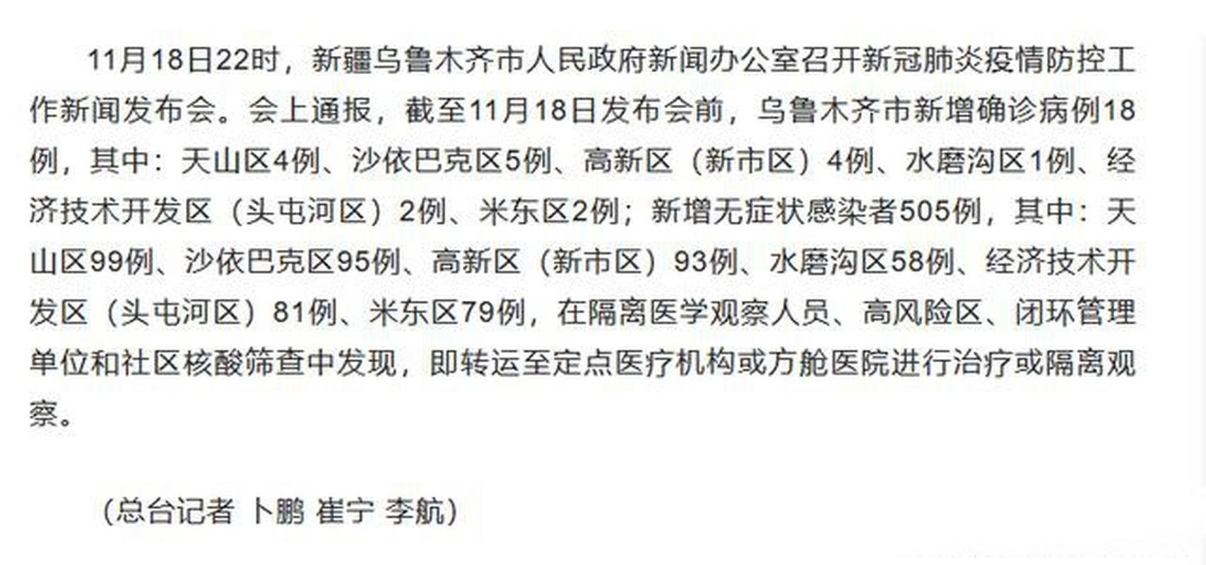 新疆乌鲁木齐市疫情最新消息