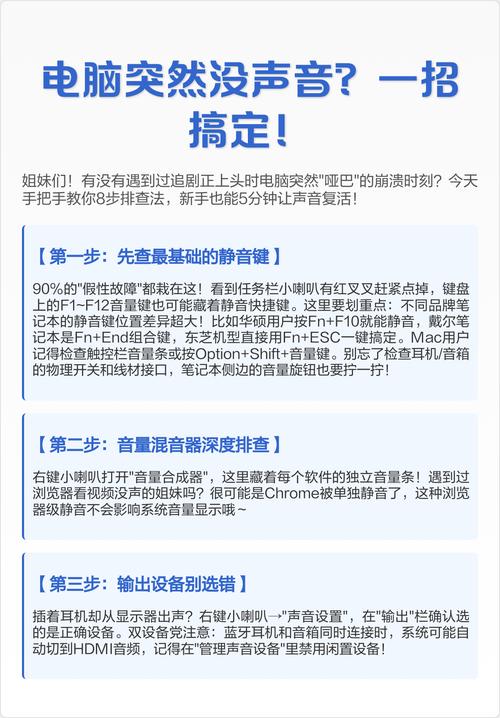 电脑突然没声音了，你该怎么做？