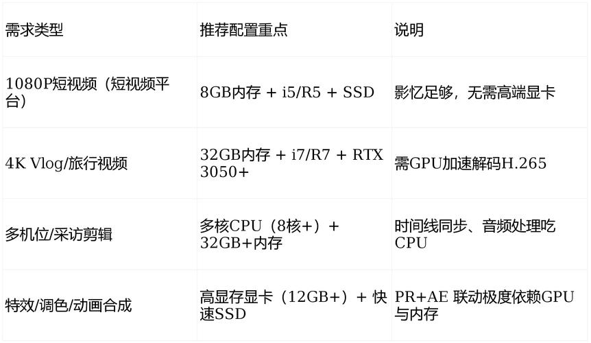 做视频,电脑配置指南