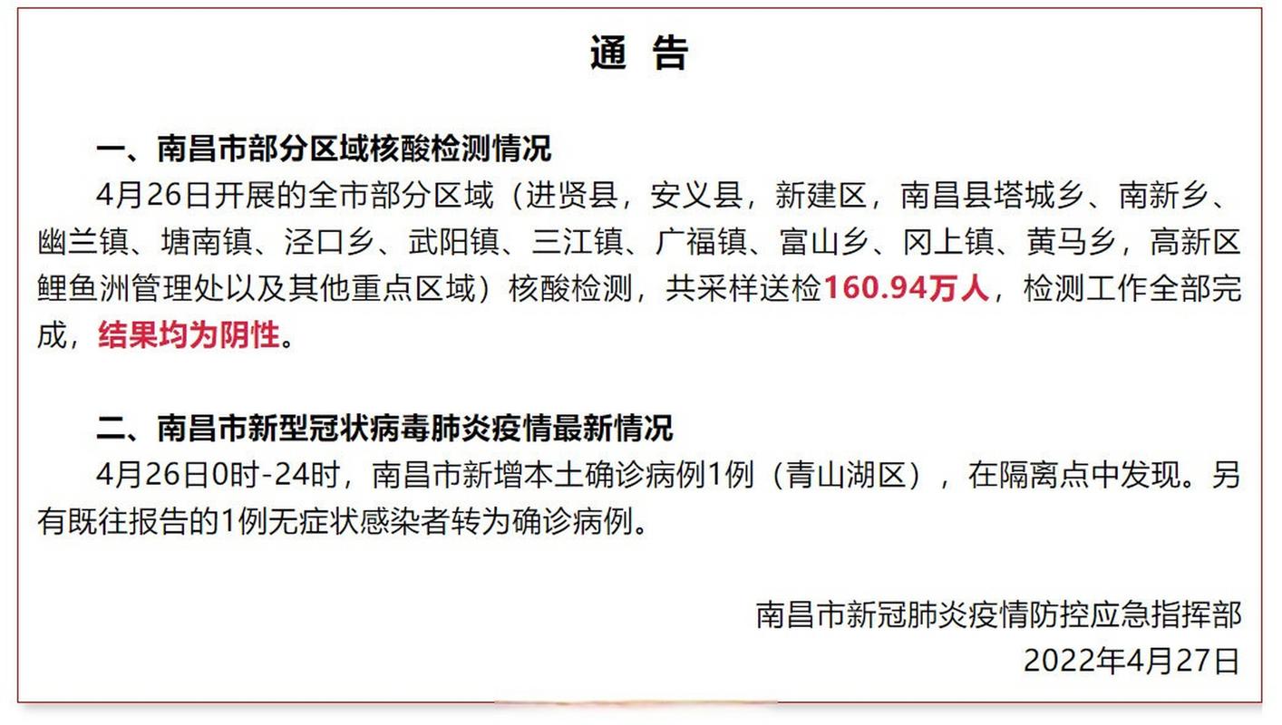 南昌市新冠肺炎疫情最新消息