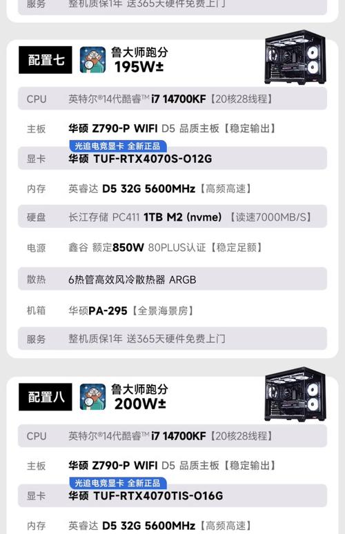 华硕台式电脑配置及价格