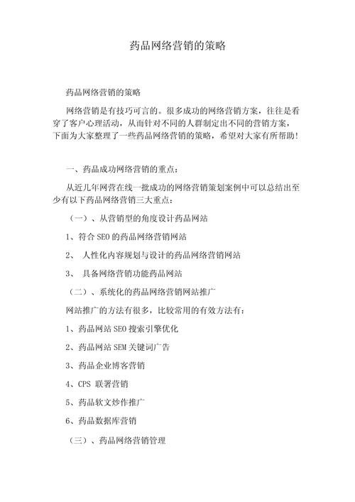 企业网络营销战略规划书