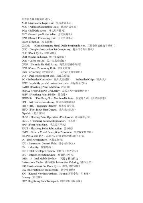 电脑配置低英文单词