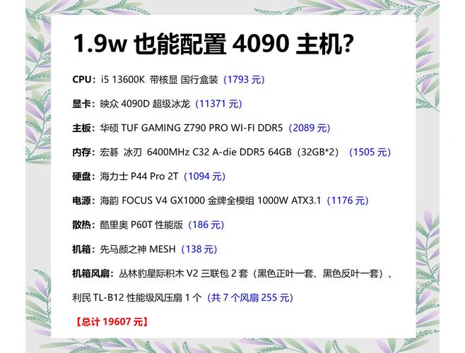 电脑主机配置与价格指南,为您推荐最合适的配置方案