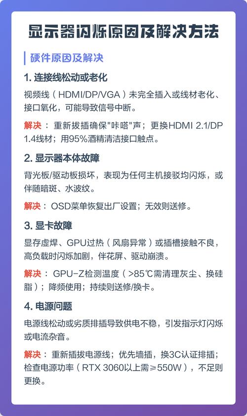 电脑显示器闪烁,如何解决?常见的原因及解决方法
