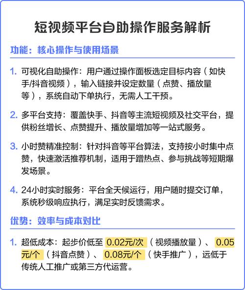 短视频平台，秒刷与自助下单的创新亮点