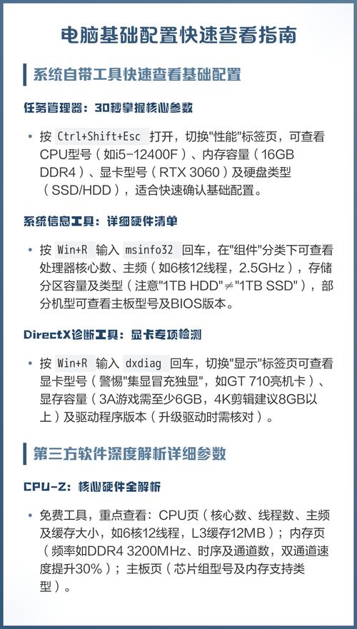 如何查看台式电脑的配置参数?系统与硬件指南