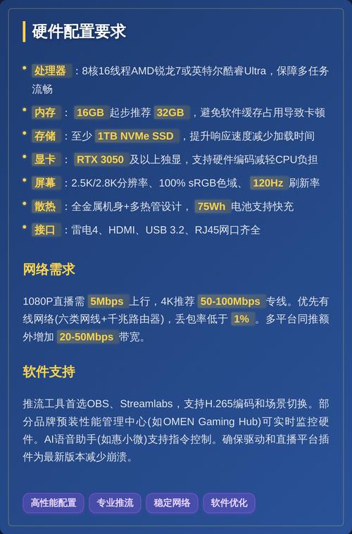 直播电脑配置指南,让直播更流畅更专业